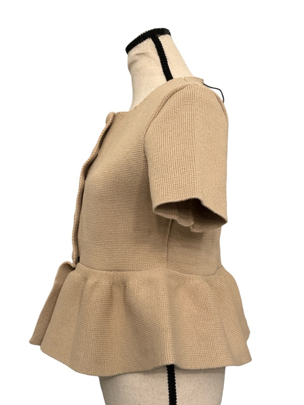 Zara Textured Peplum Top Small NWT Beige Button Front Structured Blouse - Picture 3 of 12